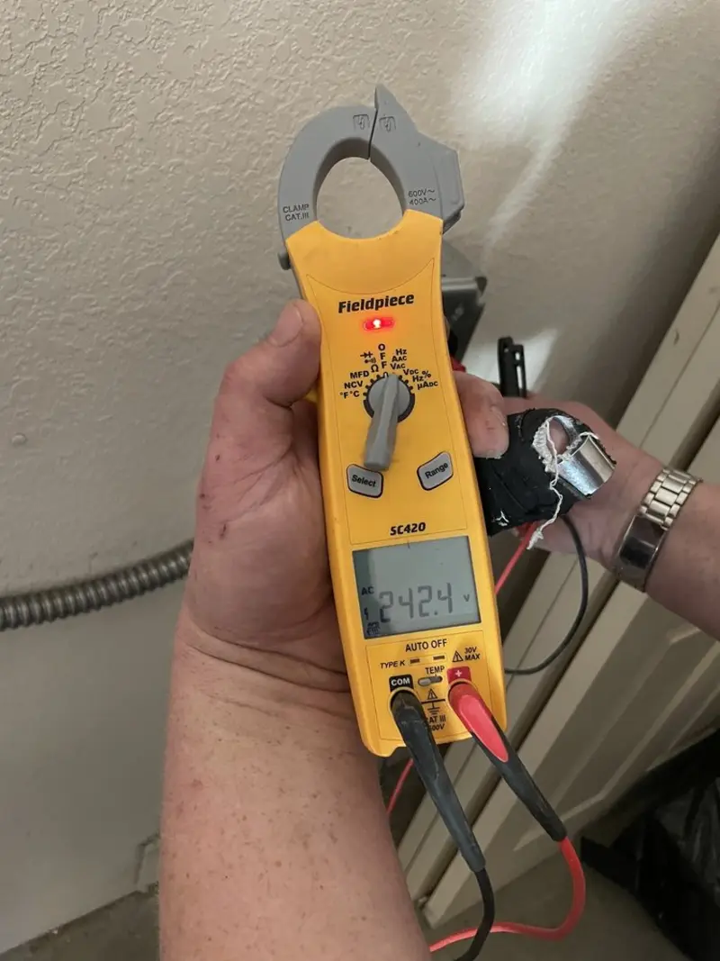 Voltage testing with clamp meter during Hot Tub / Pool Electrical Wiring in Pleasantville